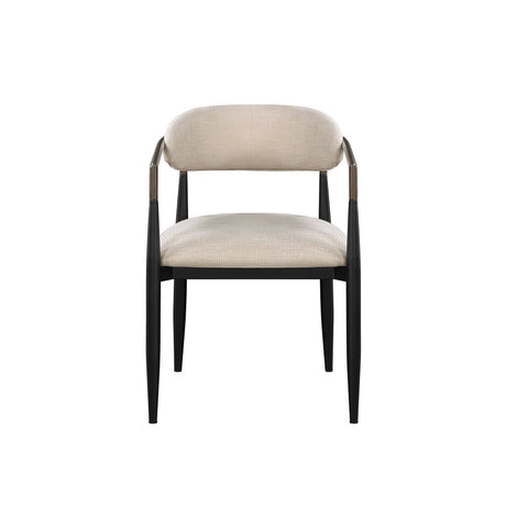 Acme - Jaramillo Side Chair (Set-2) DN02142 Beige Fabric & Black Finish