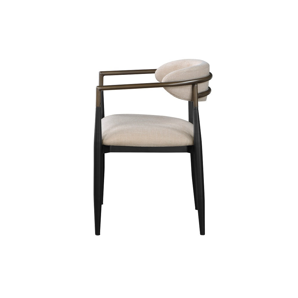 Acme - Jaramillo Side Chair (Set-2) DN02142 Beige Fabric & Black Finish