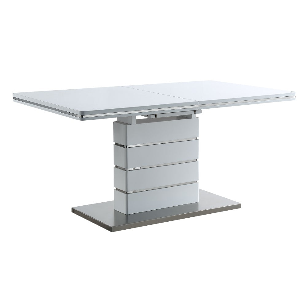 Acme - Kameryn Dining Table W/Leaf DN02143 White  High Gloss Finish