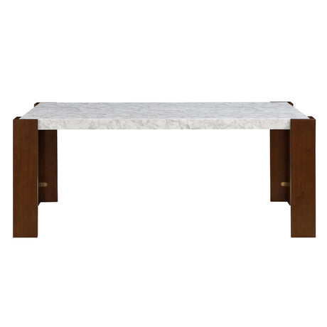 Acme - Hettie Dining Table W/Engineering Stone Top DN02157 Engineering Stone Top & Brown Finish