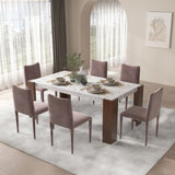 Acme - Hettie Dining Table W/Engineering Stone Top DN02157 Engineering Stone Top & Brown Finish