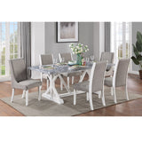 Acme - Hollyn Dining Table W/Engineering Stone Top DN02159 Engineering Stone & White Finish