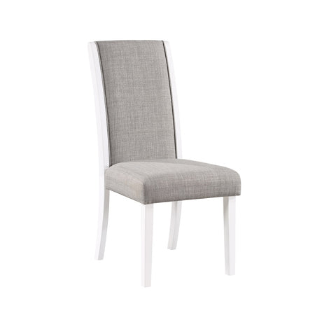 Acme - Hollyn Side Chair (Set-2) DN02160 Gray Linen & White Finish