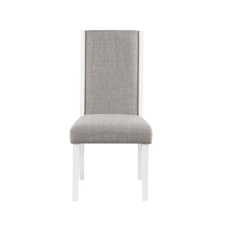 Acme - Hollyn Side Chair (Set-2) DN02160 Gray Linen & White Finish