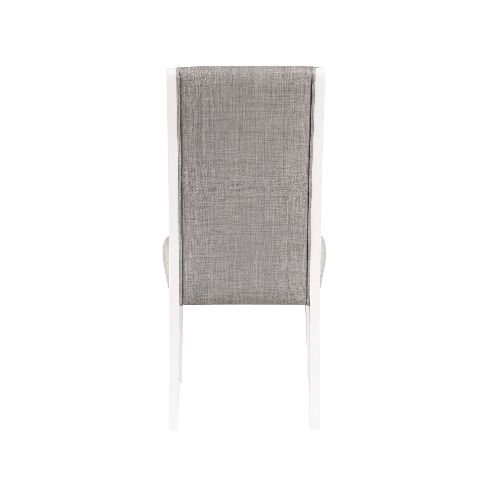 Acme - Hollyn Side Chair (Set-2) DN02160 Gray Linen & White Finish