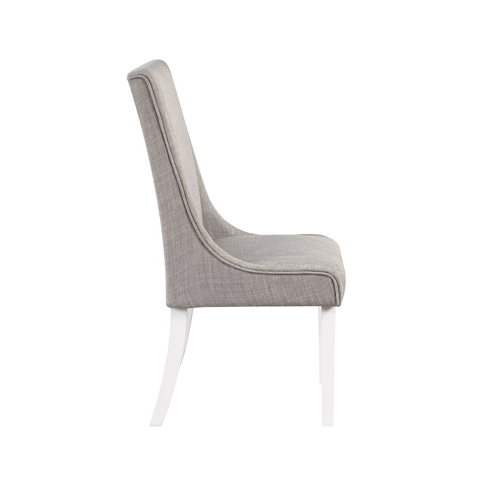 Acme - Hollyn Side Chair (Set-2) DN02161 Gray Linen & White Finish