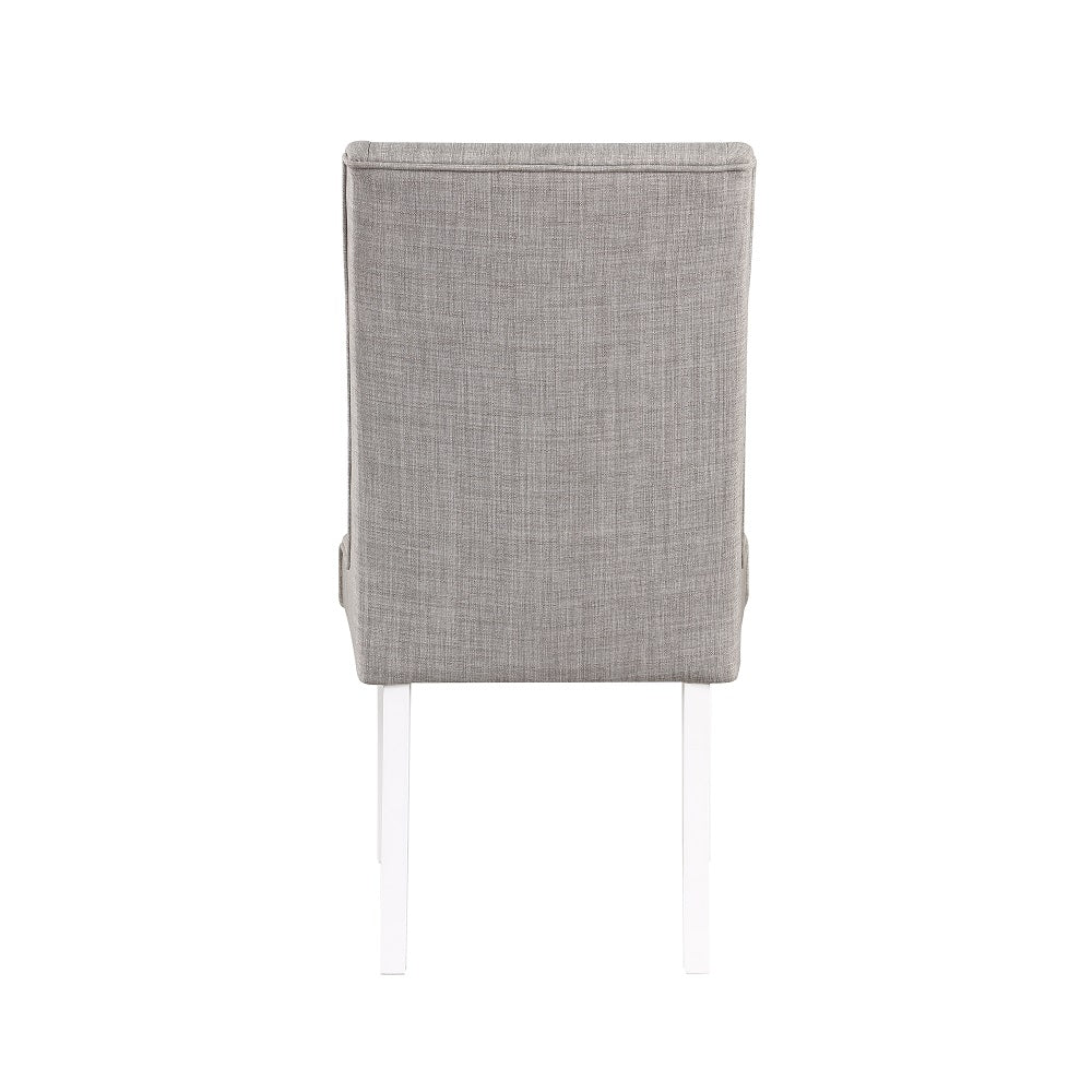 Acme - Hollyn Side Chair (Set-2) DN02161 Gray Linen & White Finish