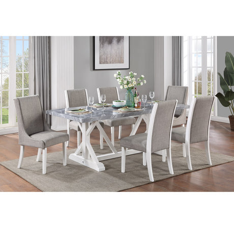 Acme - Hollyn Side Chair (Set-2) DN02161 Gray Linen & White Finish