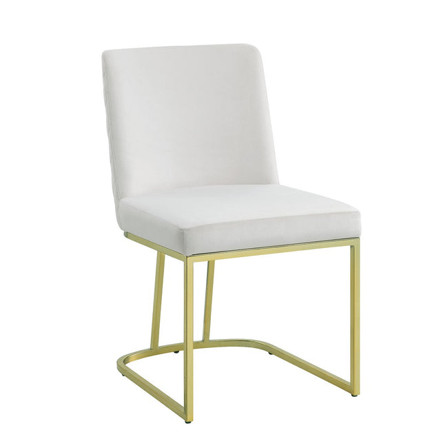 Acme - Zazie Side Chair (Set-2) DN02232 Beige Velvet & Gold Finish