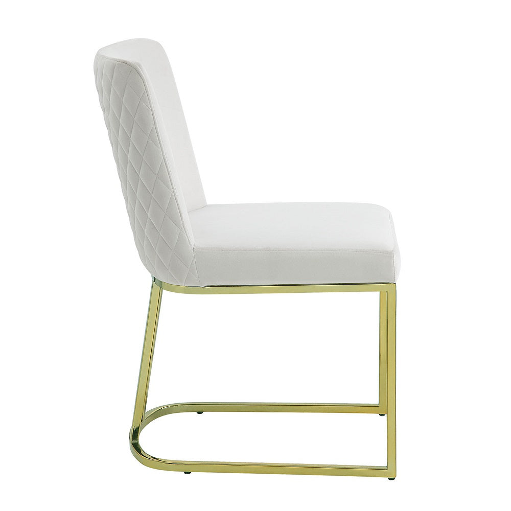 Acme - Zazie Side Chair (Set-2) DN02232 Beige Velvet & Gold Finish