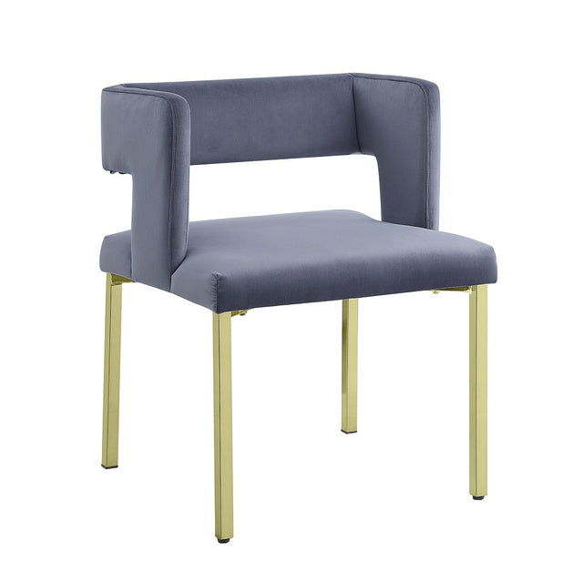 Acme - Zarriah Side Chair (Set-2) DN02233 Gray Velvet & Mirrored Gold Finish