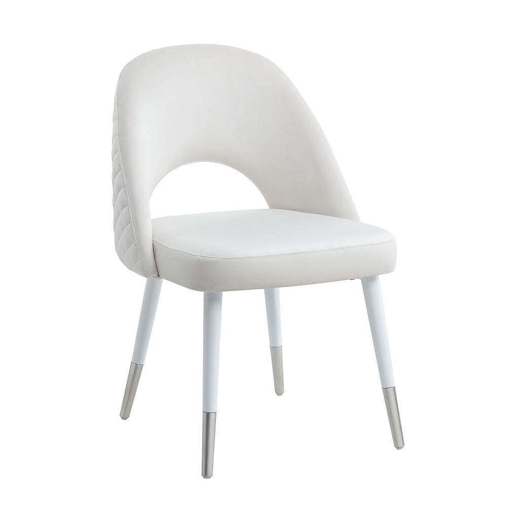 Acme - Zemirah Side Chair (Set-2) DN02234 White Velvet & White Gloss Finish