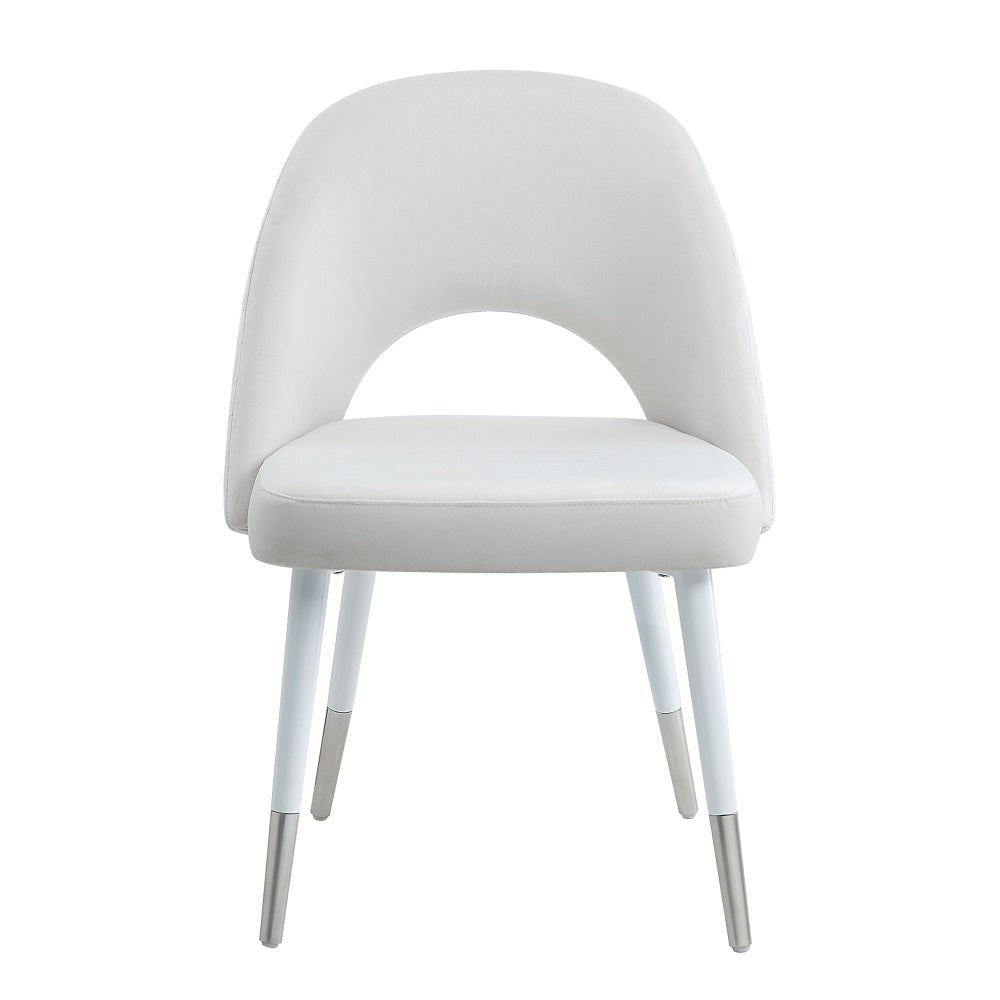 Acme - Zemirah Side Chair (Set-2) DN02234 White Velvet & White Gloss Finish