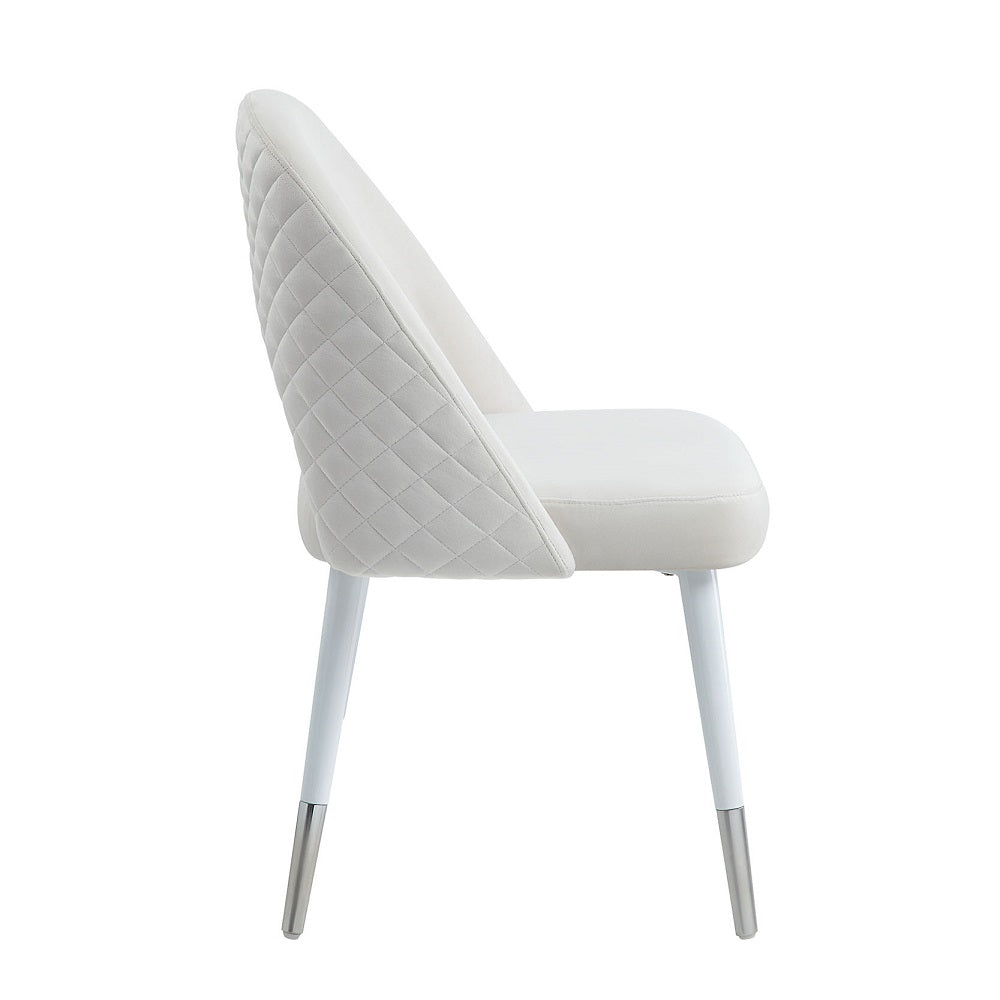 Acme - Zemirah Side Chair (Set-2) DN02234 White Velvet & White Gloss Finish