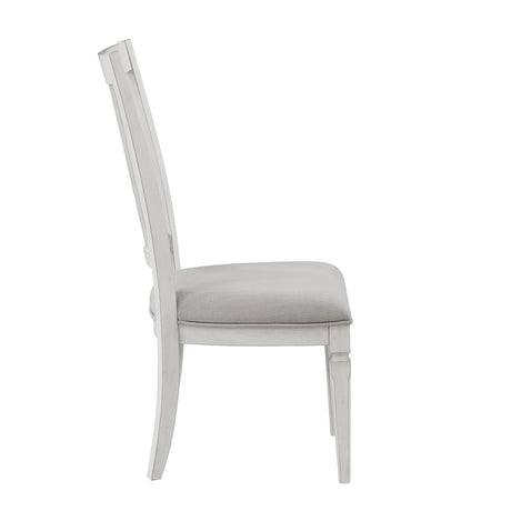 Acme - Katia Side Chair (Set-2) DN02274 Light Gray Linen & Weathered White Finish