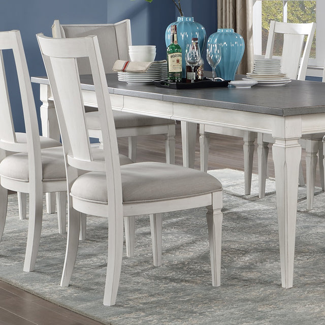 Acme - Katia Side Chair (Set-2) DN02274 Light Gray Linen & Weathered White Finish