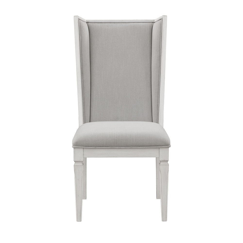 Acme - Katia Hostess Chair (Set-2) DN02275 Light Gray Linen & Weathered White Finish