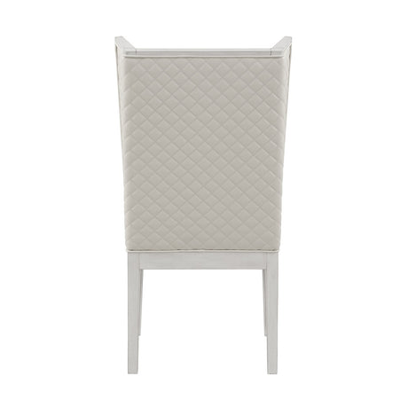 Acme - Katia Hostess Chair (Set-2) DN02275 Light Gray Linen & Weathered White Finish