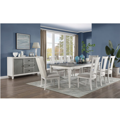 Acme - Katia Hostess Chair (Set-2) DN02275 Light Gray Linen & Weathered White Finish