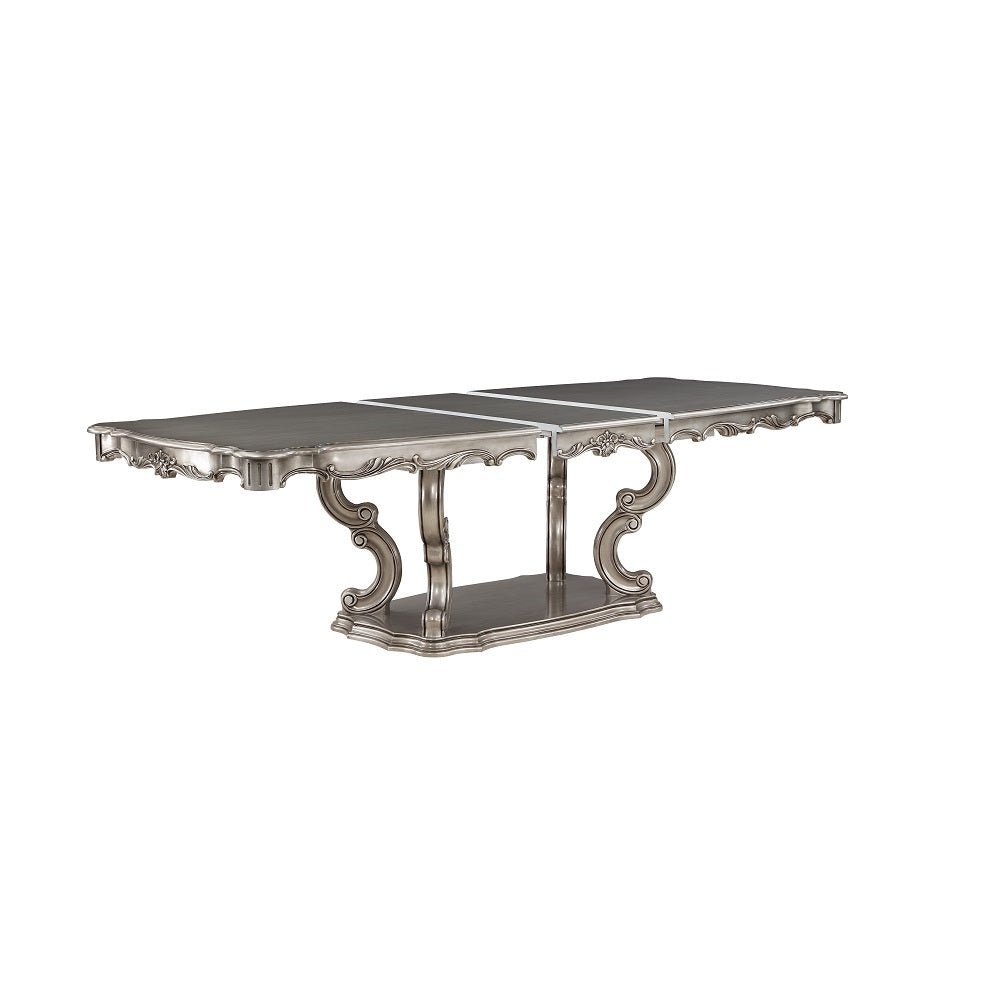 Ariadne Dining Table W/Pedestal DN02281 Antique Platinum Finish | Acme - DN02281 - Home Elegance USA - 4