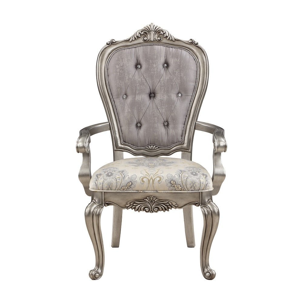 Ariadne Arm Chair (Set - 2) DN02283 Velvet & Antique Platinum Finish | Acme | Home Elegance USA