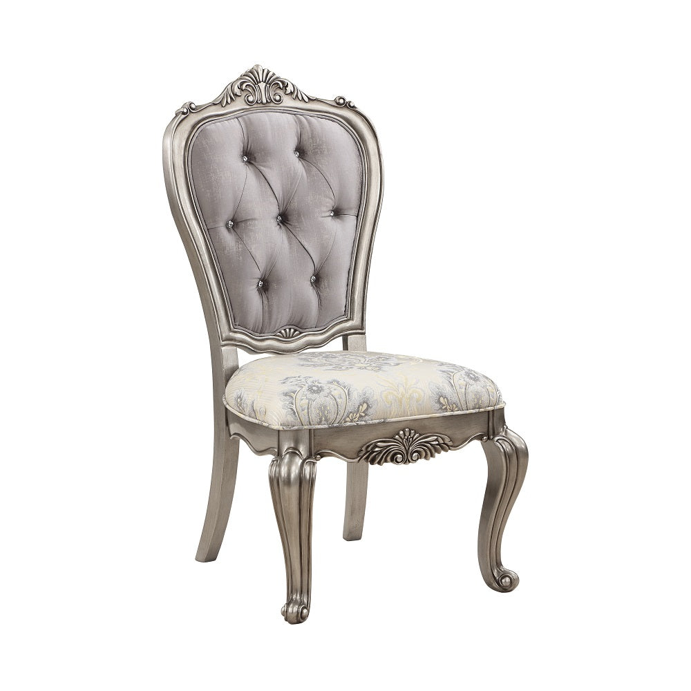 Acme - Ariadne Side Chair (Set-2) DN02282 Velvet & Antique Platinum Finish