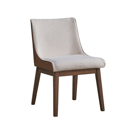 Acme - Ginny Side Chair (Set-2) DN02308 White Boucle, Brown Velvet & Walnut Finish
