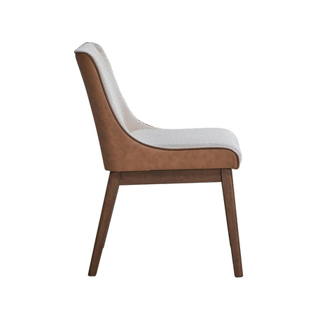 Acme - Ginny Side Chair (Set-2) DN02308 White Boucle, Brown Velvet & Walnut Finish