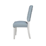 Acme - Saree Side Chair (Set-2) DN02351 Light Teal Chenille & White Finish