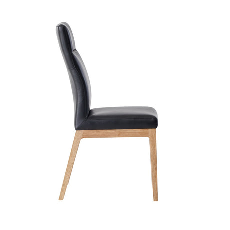 Acme - Raquan Side Chair (Set-2) DN02398 Black Leather & Walnut Finish