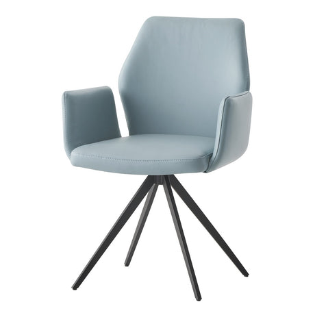 Acme - Segismunda Side Chair W/Swivel DN02403 Light Blue Leather & Black Finish