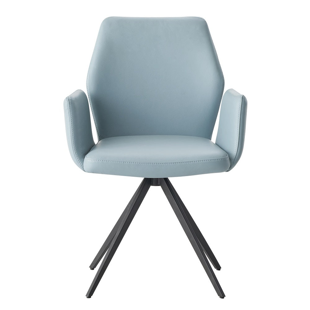 Acme - Segismunda Side Chair W/Swivel DN02403 Light Blue Leather & Black Finish