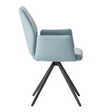 Acme - Segismunda Side Chair W/Swivel DN02403 Light Blue Leather & Black Finish