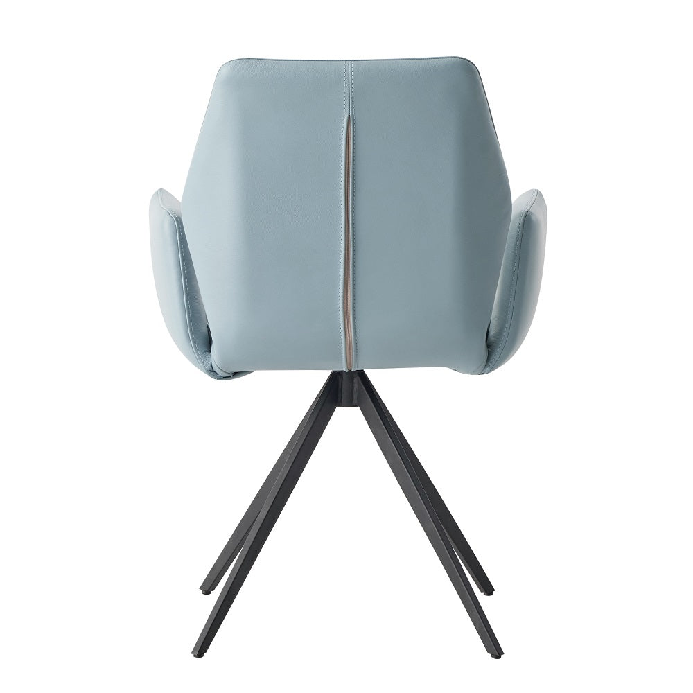 Acme - Segismunda Side Chair W/Swivel DN02403 Light Blue Leather & Black Finish