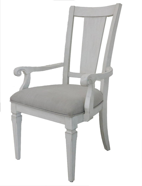 Acme - Katia Arm Chair (Set-2) DN02488 Light Gray Linen & Weathered White Finish