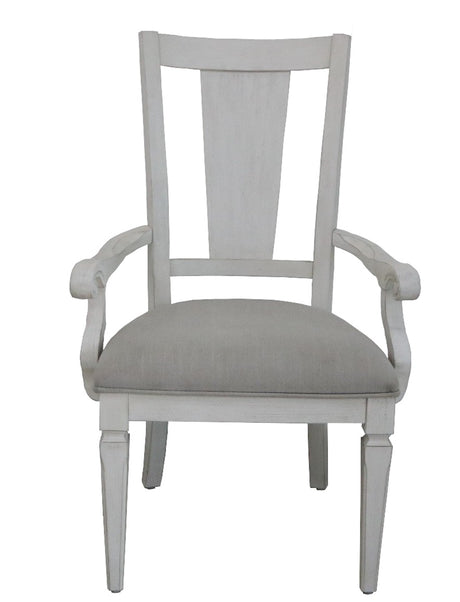 Acme - Katia Arm Chair (Set-2) DN02488 Light Gray Linen & Weathered White Finish