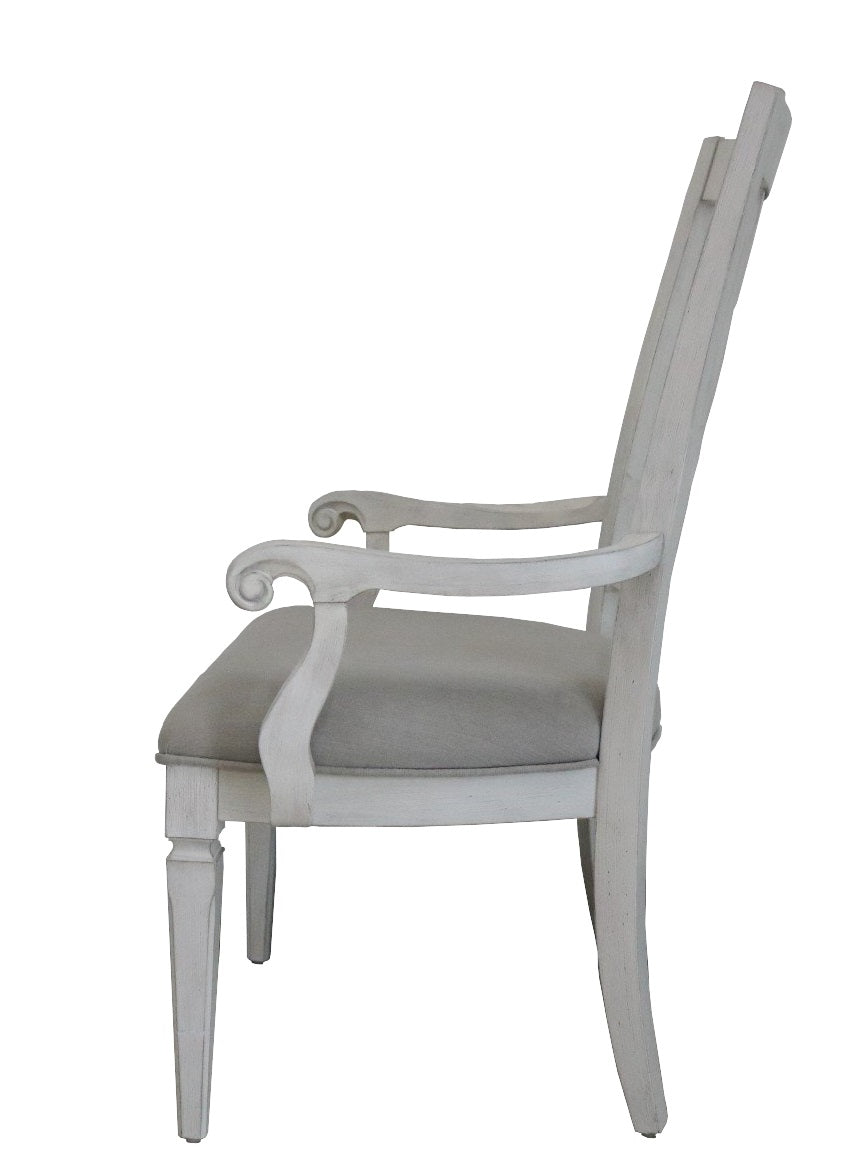 Acme - Katia Arm Chair (Set-2) DN02488 Light Gray Linen & Weathered White Finish