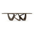 Dollemore - Modern Faux Travertine Ceramic + Antique Brass Dining Table - View Image 1