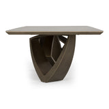 Dollemore - Modern Faux Travertine Ceramic + Antique Brass Dining Table - View Image 1