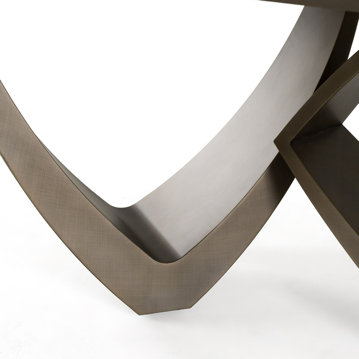 Dollemore - Modern Faux Travertine Ceramic + Antique Brass Dining Table - View Image 1