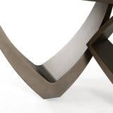 Dollemore - Modern Faux Travertine Ceramic + Antique Brass Dining Table - View Image 1