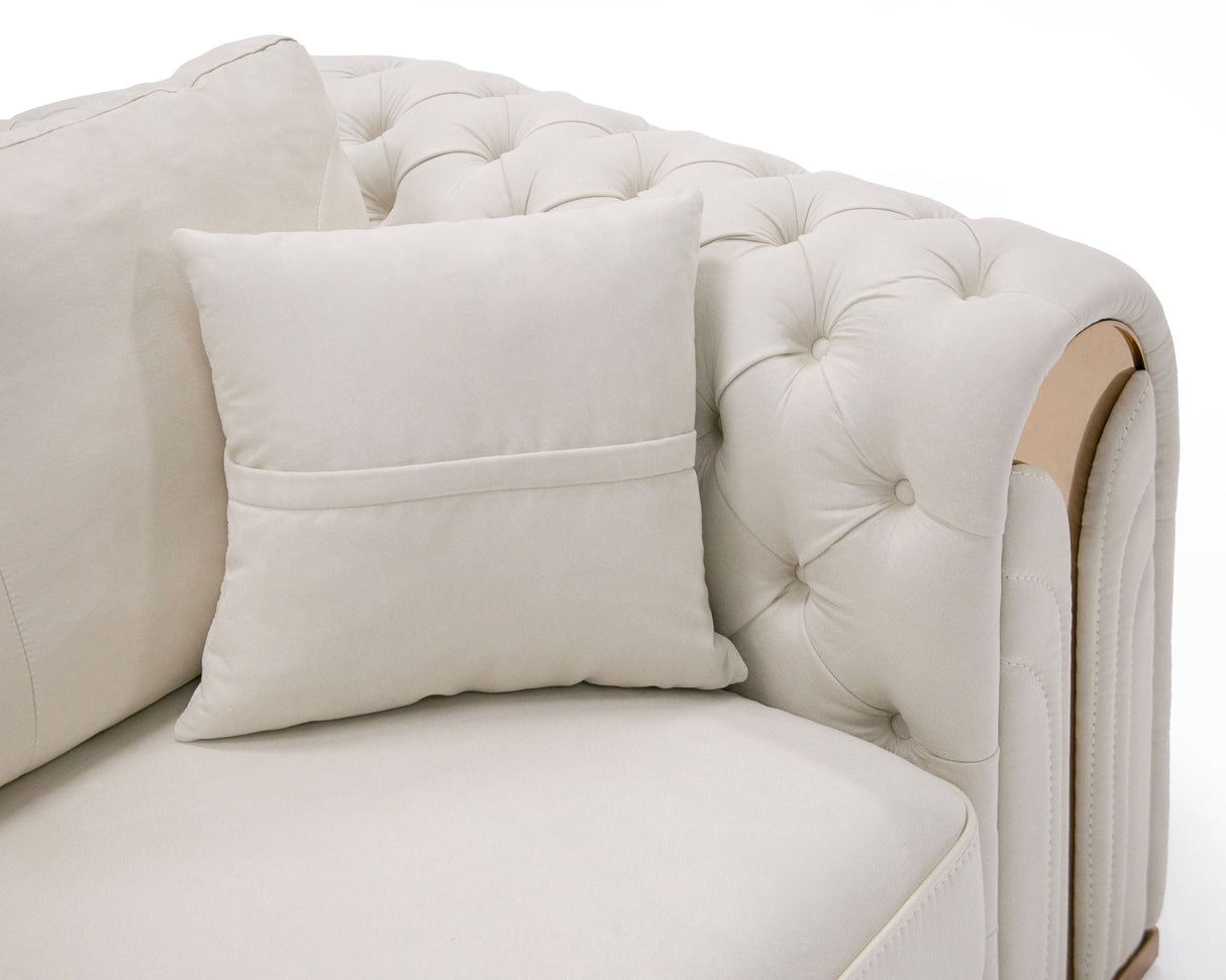 Divani Casa Dosie - Modern Beige Fabric Sofa & Loveseat Set - Home Elegance USA