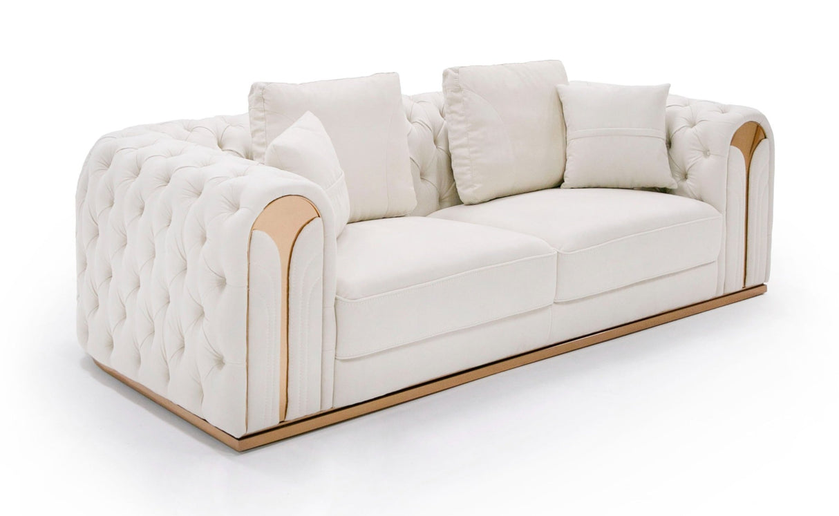 Divani Casa Dosie - Modern Beige Fabric Sofa & Loveseat Set | Home Elegance USA