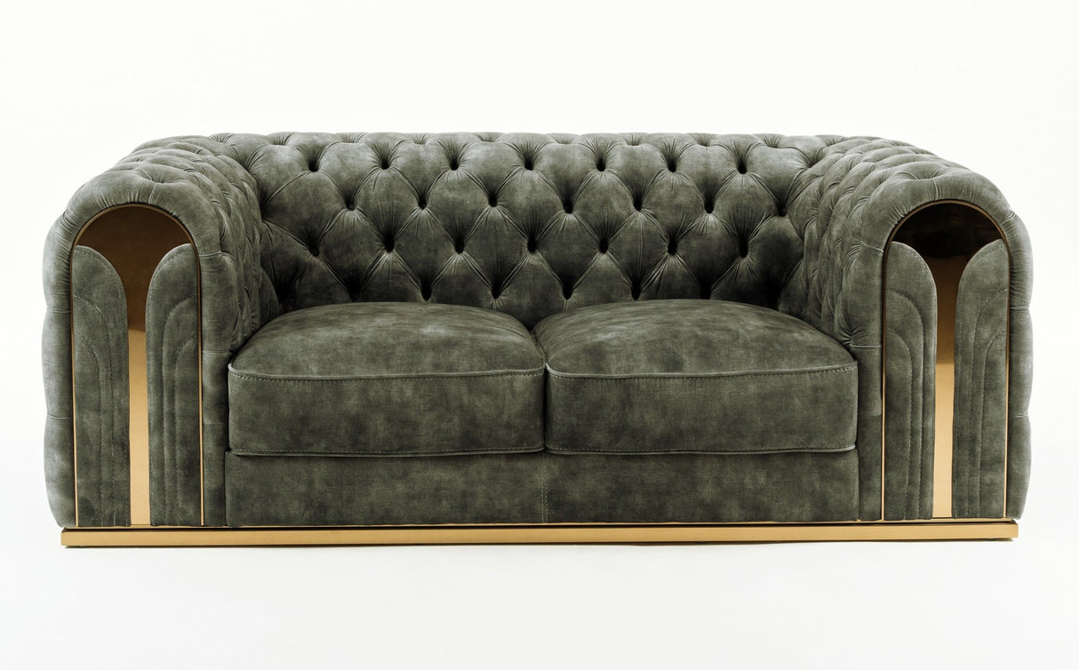 Divani Casa Dosie - Transitional Grey Velvet Loveseat