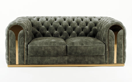Divani Casa Dosie - Transitional Grey Velvet Loveseat