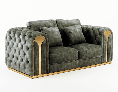 Divani Casa Dosie - Transitional Grey Velvet Loveseat