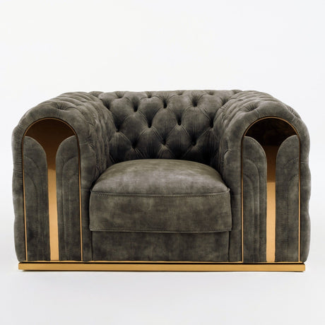 Divani Casa Dosie - Transitional Grey Velvet Chair