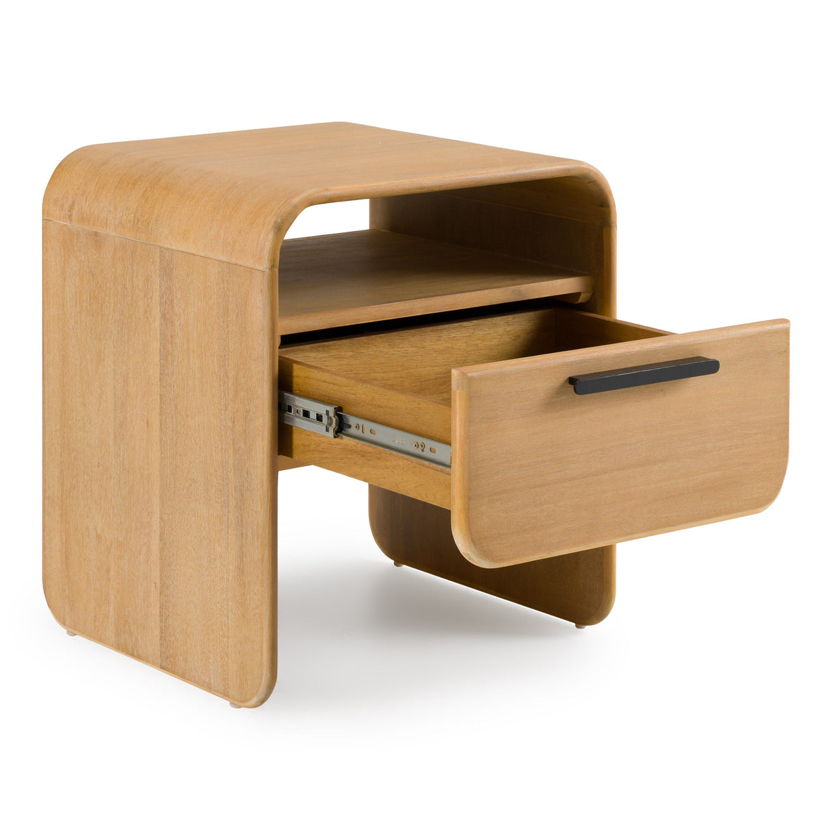 Eastern King Dresden - Modern Natural Acacia 1-Drawer Nightstand Bedroom Set