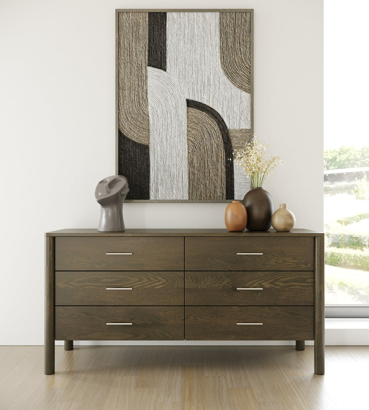 Queen Carolina - Modern Grey Fabric + Wenge Bedroom Set