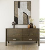 Eastern King Carolina - Modern Grey Fabric + Wenge Bedroom Set